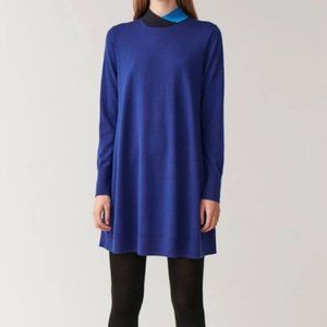 COS blue 100% wool dress with contrasting collar